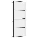 Interior Door Slim Black 76x201.5 cm Tempered Glass and Aluminium 155117