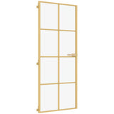 Interior Door Slim Golden 83x201.5 cm Tempered Glass and Aluminium 155145