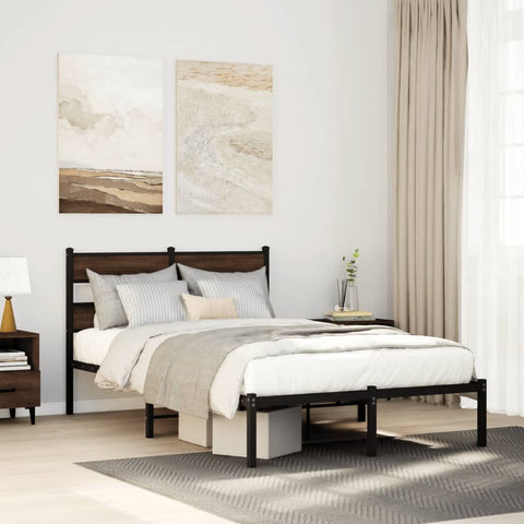 Bed Frame without Mattress with Headboard Brown Oak 120x190 cm Small Double 4017148