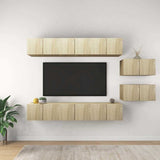 8 Piece Wall-mounted TV Cabinet Set Sonoma Oak Engineered Wood 3079042