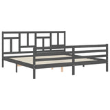 Bed Frame without Mattress Grey 200x200 cm Solid Wood 3194983