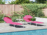 Sun Lounger Folding 2 pcs Pink 58 x 188 x 77cm Polyester 42003066