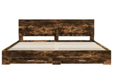 Bed Frame with Drawer Smoked Oak 180 x 200 cm Engineered Wood 3409619