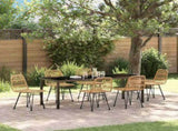 Garden Dining Set 7 pcs Brown Powder-Coated Steel 3379196