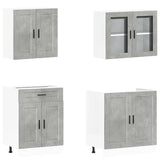 4 Piece Kitchen Cabinet Set Porto Concrete Grey Engineered Wood 3314875