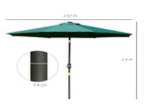 2.7m Patio Garden Umbrella Outdoor Parasol with Tilt Crank and 24 LEDs Lights T3398P324026