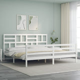 Bed Frame without Mattress White 200x200 cm Solid Wood 3194917