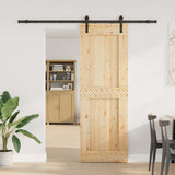 Sliding Door with Hardware Set 80x210 cm Solid Wood Pine 3332707