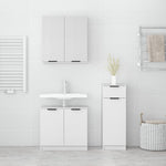 ZNTS 3 Piece Bathroom Cabinet Set High Gloss White Engineered Wood 3115872
