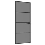 Interior Door 83 x 201.5 cm Tempered Glass and Aluminium 42054102