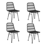 5 Piece Garden Dining Set Black Poly Rattan 3157840