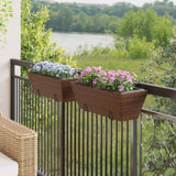 ZNTS Planters with hooks 2 pcs Brown Poly Rattan 366402