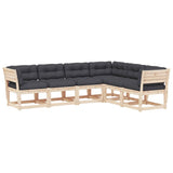 6 Piece Garden Sofa Set with Cushions Solid Wood Pine 3217025