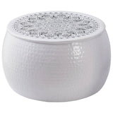 Round Coffee Table Hammered White 55 x 55 cm Aluminium 373375