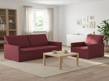 Sofa Set 2 pcs Wine Red Fabric 3433151
