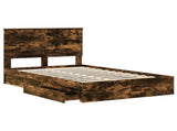 Storage Bed with Drawer Smoked Oak 120 x 190 cm Engineered Wood 3411233