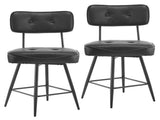 2 Pcs Black PU Swivel Bar Stools with Button-Tufted Backrest and Metal Legs 86805755