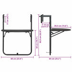 Hanging Balcony Table Brown 60x64x83.5 cm Plastic Rattan Look 47895