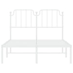 ZNTS Metal Bed Frame with Headboard White 120x190 cm Small Double 373933