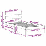 Bed Frame with Headboard White 100 x 200 cm Solid Pine wood 872141