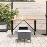 Garden Table with Acacia Wood Top Black 105x75x72 cm Poly Rattan 4104138