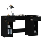 Desk with Side Cabinet Black Engineered Wood 3115909