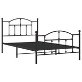 Metal Bed Frame without Mattress with Footboard Black 107x203cm 353453