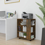 Rolling Cabinet Smoked Oak 60x35x75 cm Engineered Wood 815966