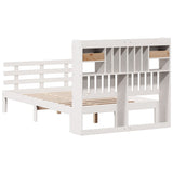 Bookcase Bed without Mattress White 135x190 cm Double Solid Wood Pine 3322787