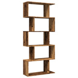 Room Divider Bookcase 5-Tier Old Wood 70x24x161 cm Engineered Wood 858100