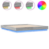 Bed Frame with LED without Mattress Grey Sonoma 180x200 cm Super King 3209777
