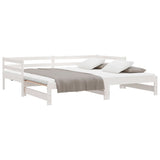 ZNTS Daybed with Trundle without Mattress White 90x200 cm Solid Wood 840142