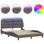 Bed Frame with LED without Mattress "Hvar" Grey 140x200 cm 3213937