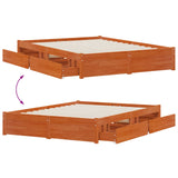 Bed Frame with Drawer with Storage Solid Pine Wood 3423806