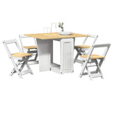 5 Piece Butterfly Dining Set Corona Foldable White Pinewood 3295717