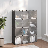 Storage Cube Organiser with 12 Cubes and Doors Black PP 340556
