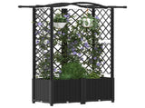 Raised Bed with Trellis and Roof Black 122 x 40 x 141 cm PP 42032536