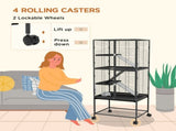 Rolling Chinchilla Cage, Small Animal Cage for Ferrets w/ Three Doors, Storage, Shelf, Tray Tray, T3398P350097