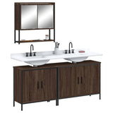 3 Piece Bathroom Furniture Set Brown Oak Engineered Wood 3214674