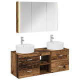 Bathroom Furniture Set 4 pcs Old Wood Engineered Wood and Glass 3406909