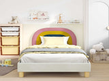 Children's Bed Frame with Headboard Cream 80 x 200 cm Velvet 42011008
