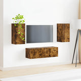 TV Wall Cabinet Set 4 pcs Smoked Oak Engineered Wood 3408912
