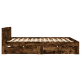 Bed Frame with Headboard without Mattress Smoked Oak 140x190 cm 3295594