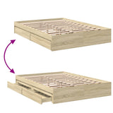 Bed Frame with Drawers without Mattress Sonoma Oak 140x200 cm 3280659