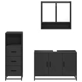 ZNTS 3 Piece Bathroom Furniture Set Black Engineered Wood 3301040