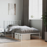 ZNTS Metal Bed Frame with Headboard White 100x190 cm 374480