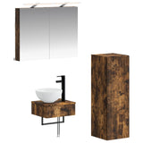 Bathroom Cabinet Set 4 pcs Smoked Oak Engineered Wood 3407363