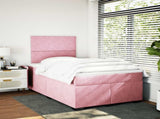 Box Spring Bed with Mattress Pink 120x190 cm Small Double Velvet 3290857