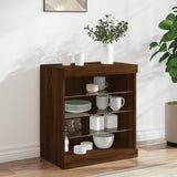 Sideboard with LED Lights Brown Oak 60.5x37x67 cm 836699