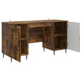 Desk with Shelf Smoked Oak 142.5 x 50 x 75 cm Engineered Wood 3414608